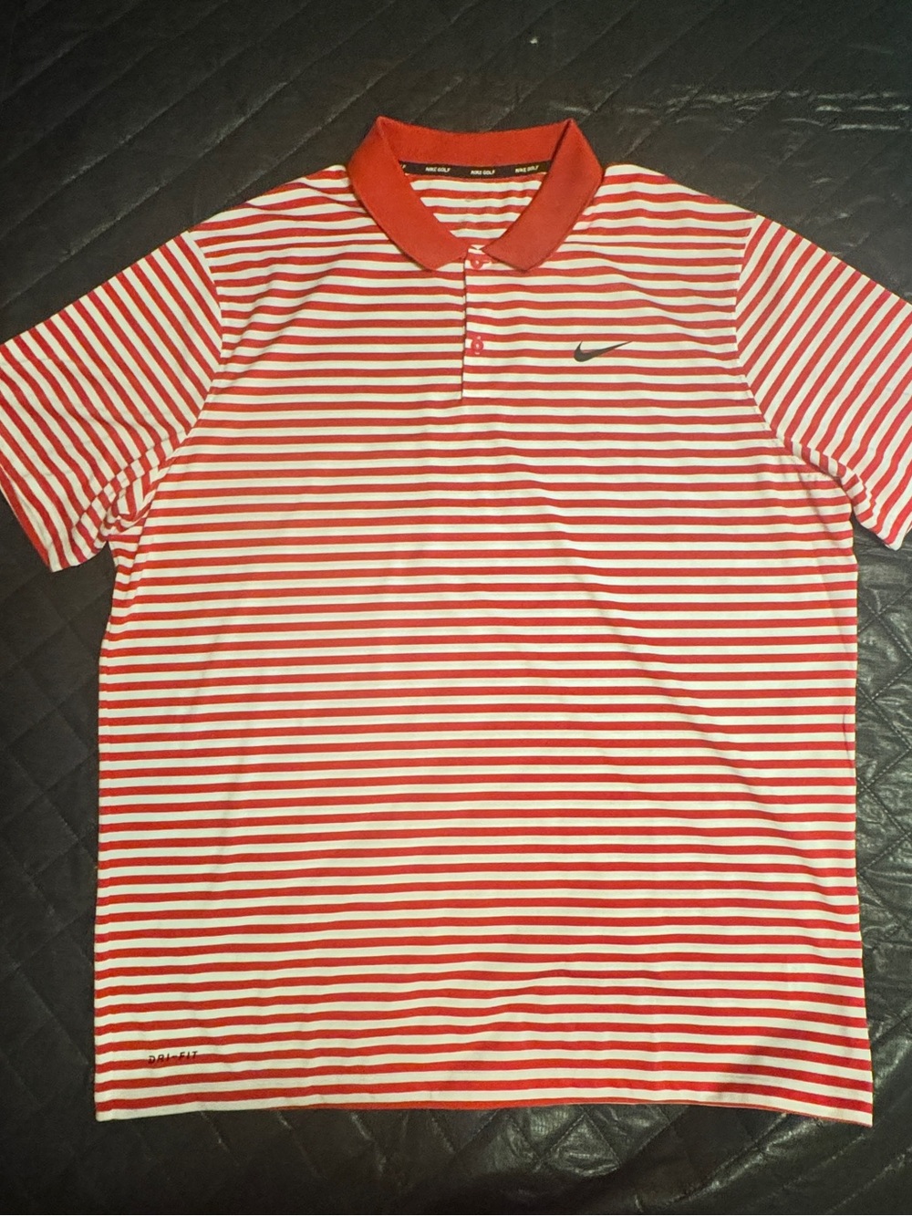 Nike Golf Mens 2XL Dri-FIT Victory Polo Shirt Red White Striped.